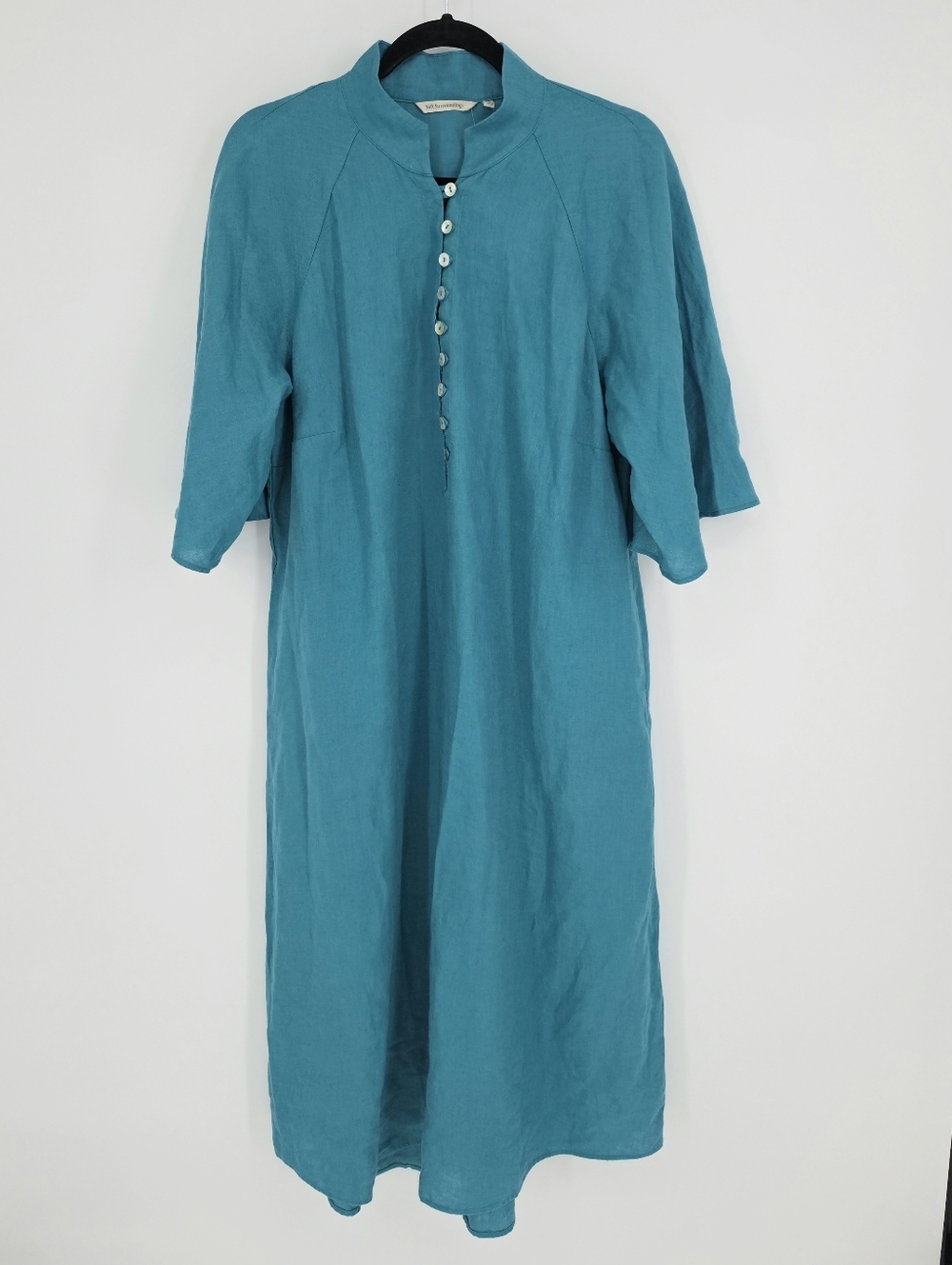 Soft Surroundings NWT Theodora Linen Midi Dress Teal 1X